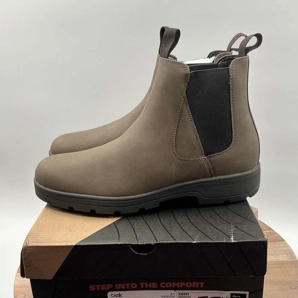 JBU Men Kerry N5KER34 Brown Chelsea Ankle Boots Pull On Rugged Sole NIB